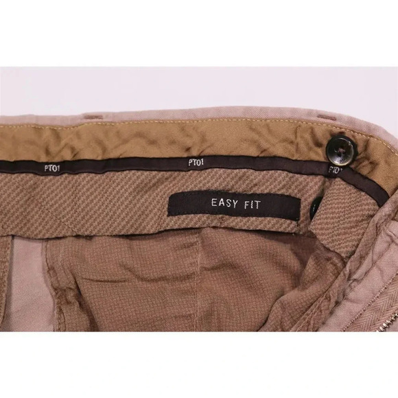 PT01 Easy Fit Light Brown Cotton Stretch Flat Front Chino Pants 36x26 - Picture 8 of 8